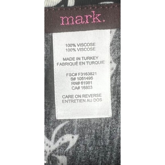 Mark Womens Black & White Floral Print Summer V-Neck Dress Knee-Length Large - Picture 10 of 13